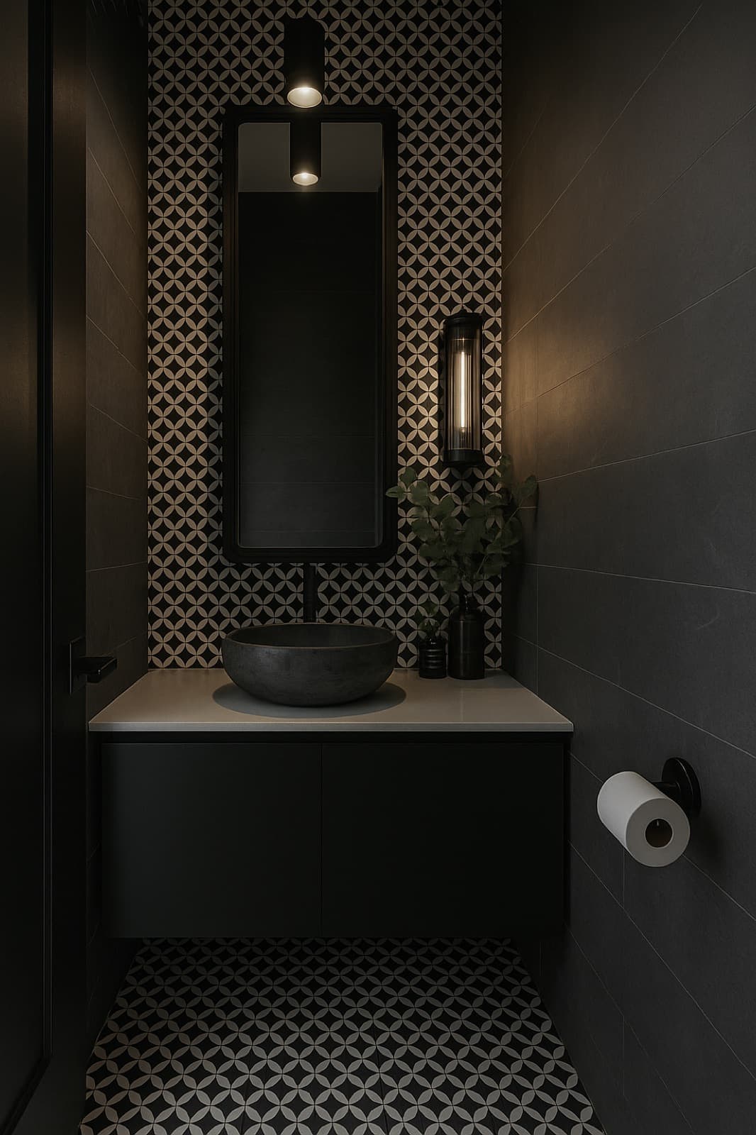 monochrome modern bathroom design for MVK Construction